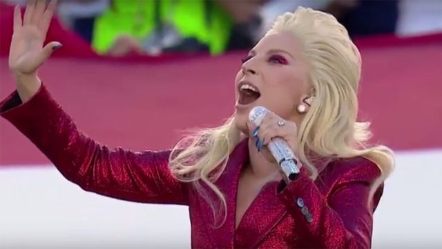 Picture of Lady Gaga Singing the National Anthem