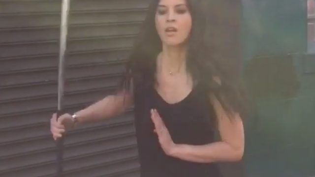 Picture of Olivia Munn Sword Practice