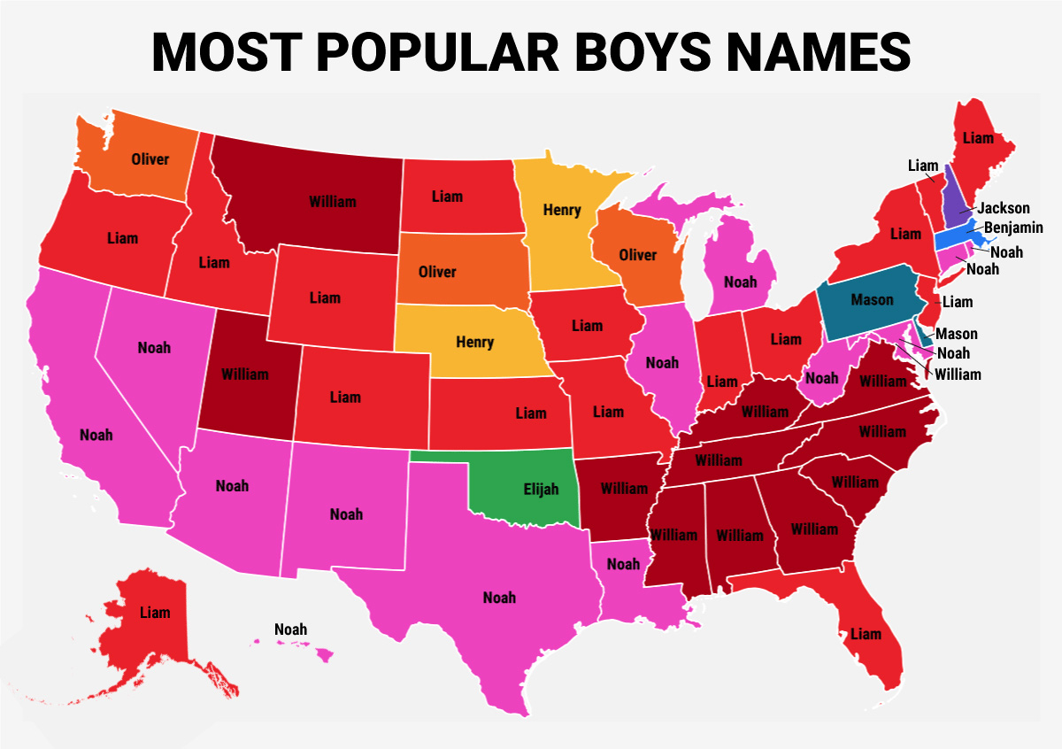 These are the most popular baby names in every state