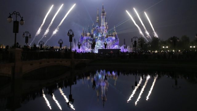 Fireworks And Light Show Rehearsal In Shanghai Disneyland