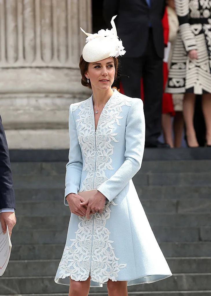 Kate Middleton is stunning in baby blue for the Queen's 90th birthday ...