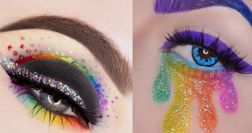 Rainbow eyeshadow online look