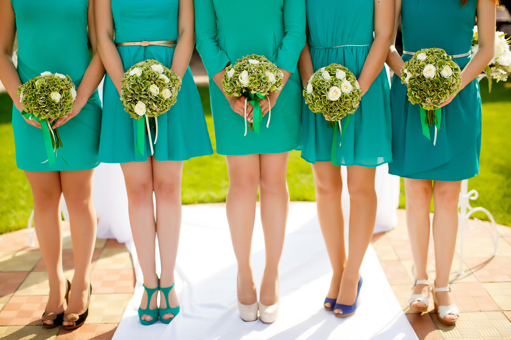 turquoise green bridesmaid dresses