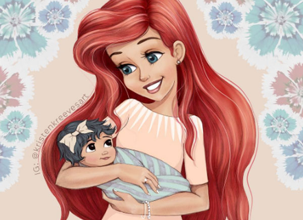 An artist reimagined Disney princesses as new moms during her very own  pregnancy - HelloGigglesHelloGiggles