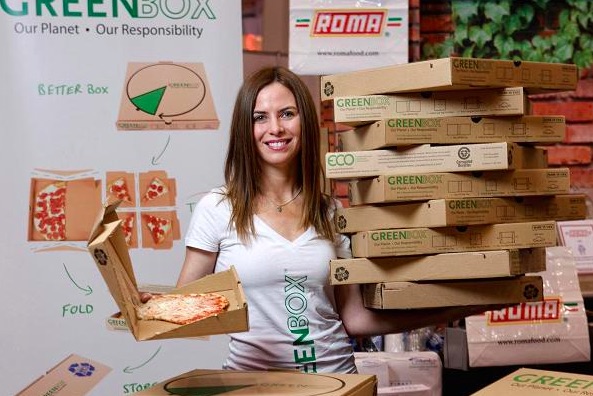 GreenBox 10 Recycled Pizza Boxes w/ Built-In Plates & Storage