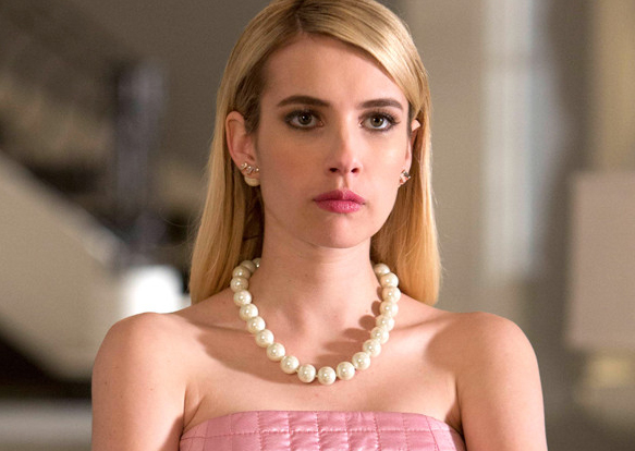 WornOnTV Chanel 5s beaded pearl choker on Scream Queens  Abigail Breslin   Clothes and Wardrobe from TV