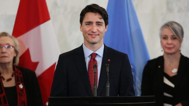 Canadian Prime Minister Justin Trudeau Speaks To The Press At The United Nations