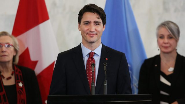 Canadian Prime Minister Justin Trudeau Speaks To The Press At The United Nations