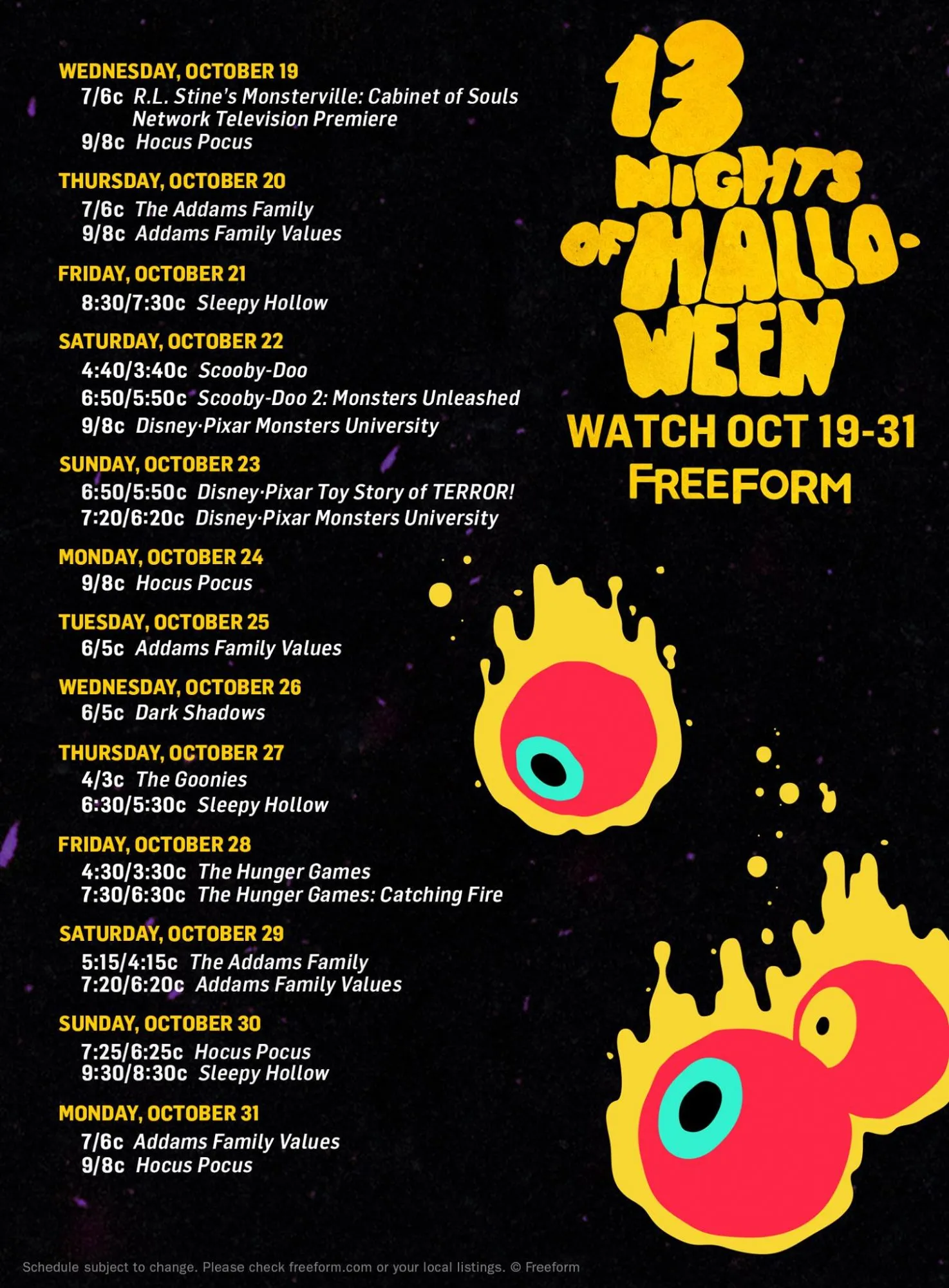 Clear your schedule The "13 Nights of Halloween" lineup is HERE