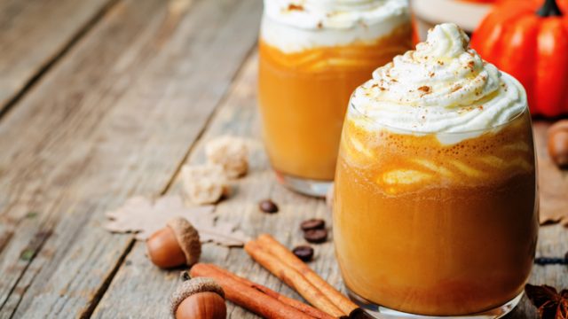 ice honey pumpkin spice latte with whipped cream