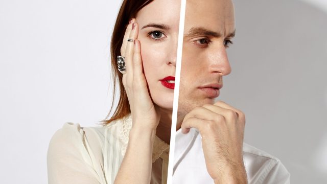 man and woman reflected in a mirror