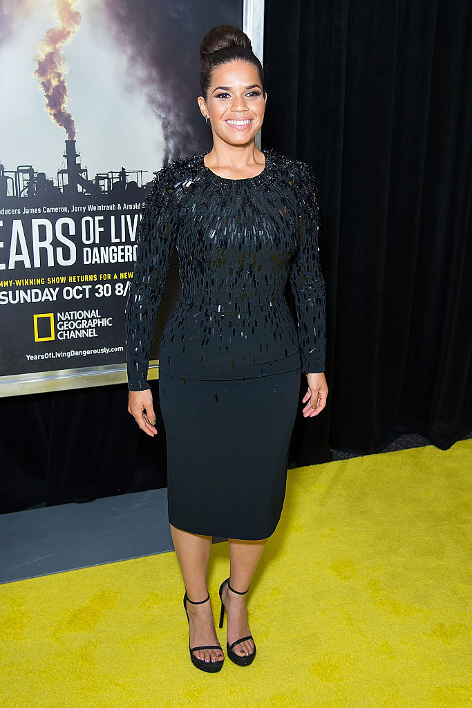 America Ferrera wore the most beautiful black dress, with a *little* surprise on top
