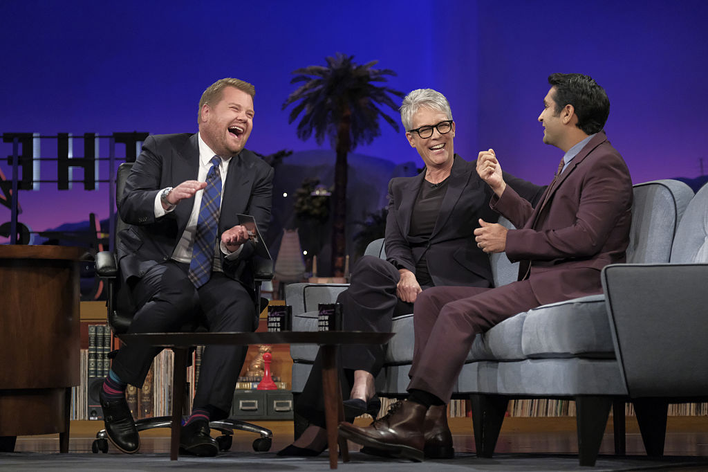 LOS ANGELES - OCTOBER 3: Jamie Lee Curtis and Kumail Nanjiani chat with James Corden during