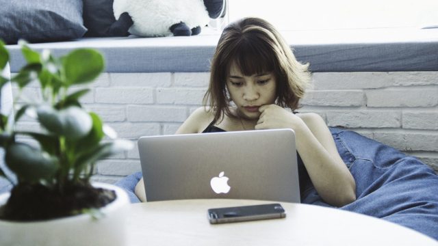 woman doing research