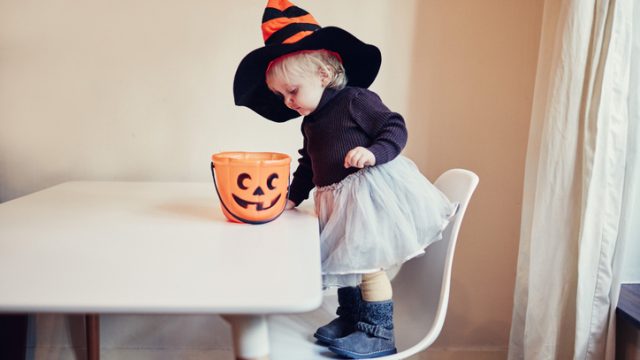 Toddler girl dress as a witch