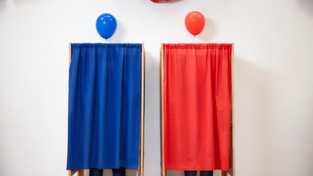 Voters voting in polling place