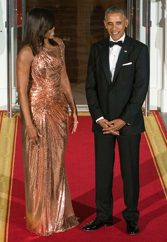 Michelle obama clearance gold dress