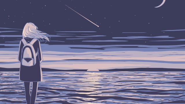 girl and the sunset sea