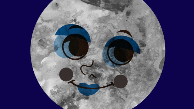 Drawing of moon with face