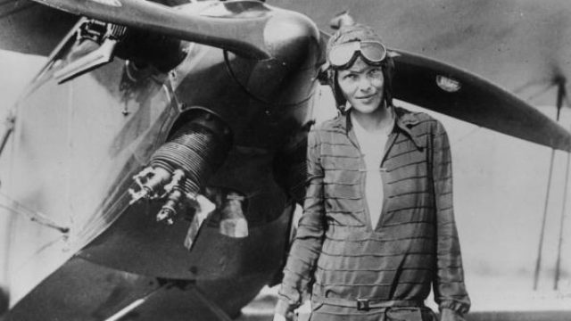 Ameila Earhart With Airplane