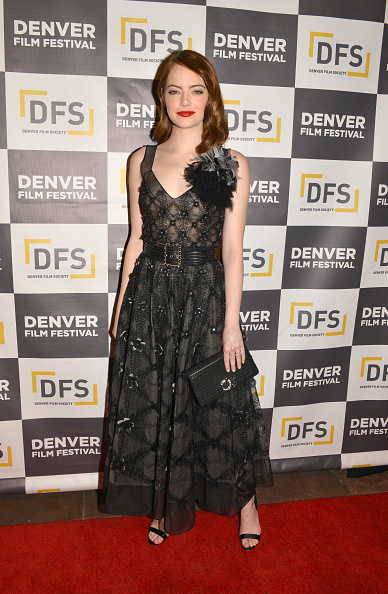 Emma Stone, Black Pumps, Leather  Emma Stone Black Leather Pumps