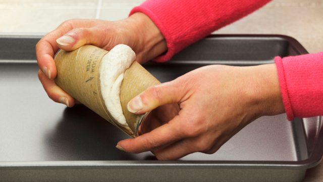 Biscuit dough can popping open