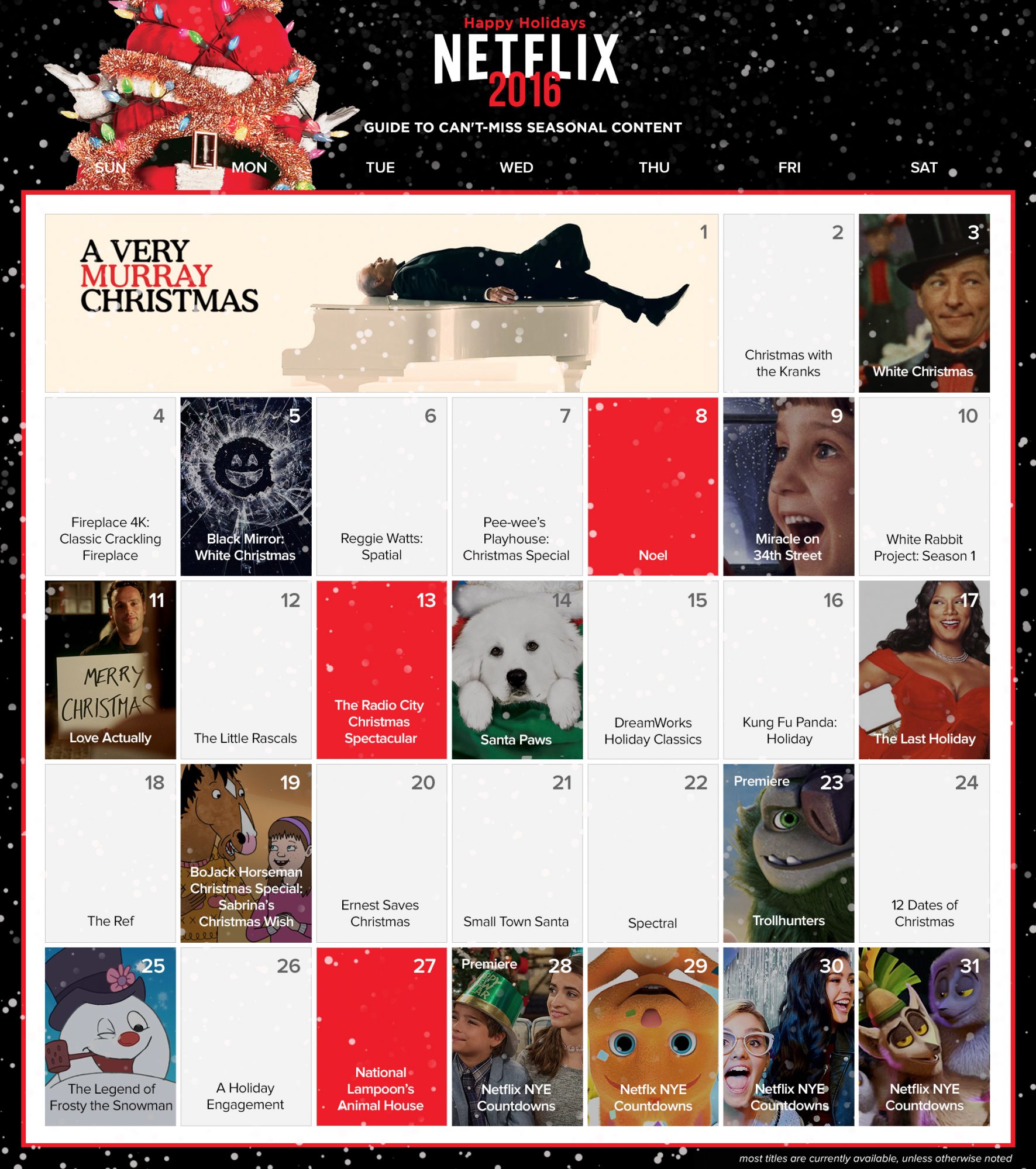 Netflix has created the *perfect* holiday calendar to plan out our binge watching this season 