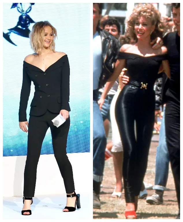 Jennifer Lawrence's all-black ensemble totally reminds us of Sandy from 