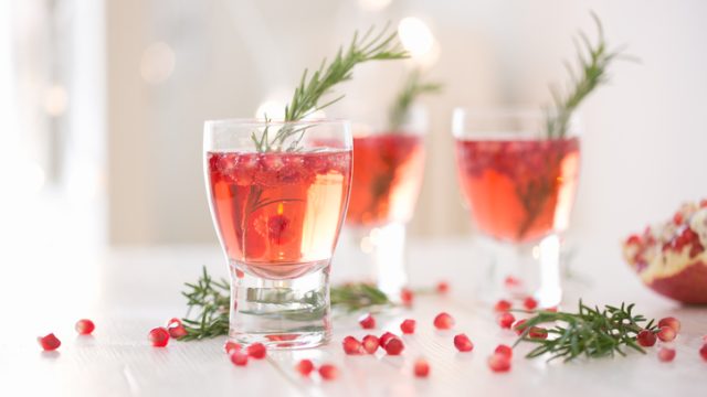 Sparkling rose wine spiced with rosemary and pomegranate