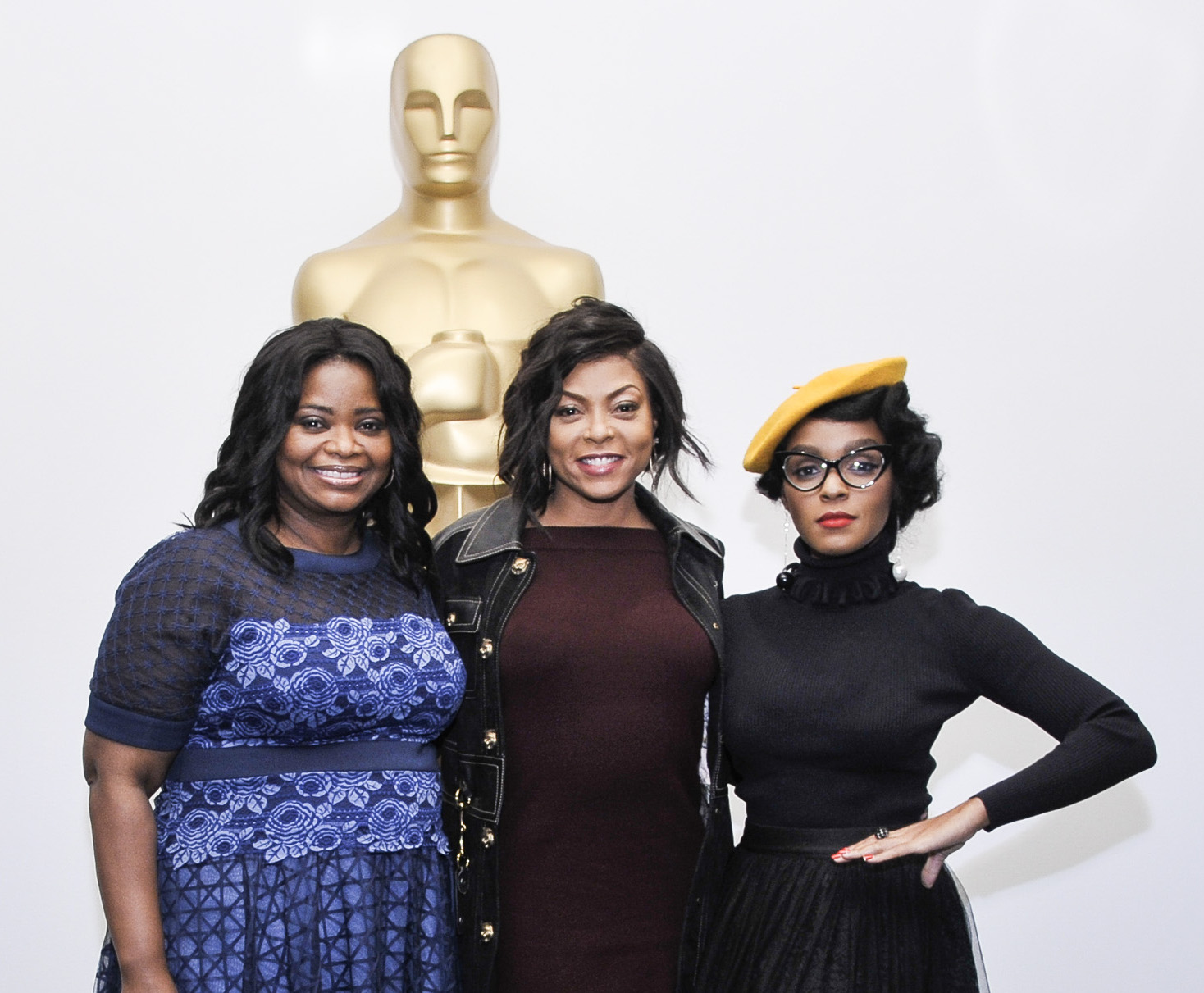 NEW YORK, NY - DECEMBER 08: Octavia Spencer, Taraji P. Henson, and Janelle Monae attend an official academy  screening of HIDDEN FIGURES hosted by the The Academy of Motion Picture Arts and Sciences at MOMA - Celeste Bartos Theater on December 8, 2016 in New York City. (Photo by Kris Connor/Getty Images for Academy of Motion Picture Arts and Sciences)