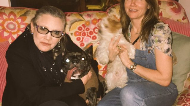 Carrie Fisher and her dog Gary