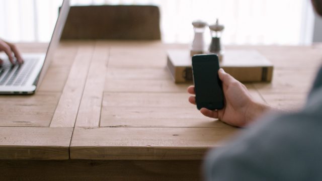 hand holding phone