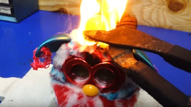 furby-burned-with-red-hot-nickel-ball