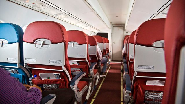 Interiors of an airplane, Shimla Airport, Shimla, Himachal Pradesh, India