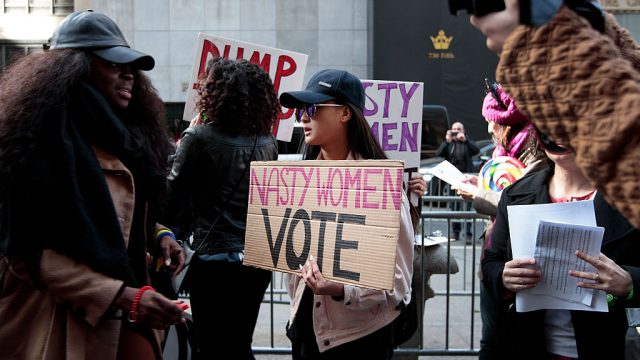 National Organization For Women Protests Outside Of Trump Tower