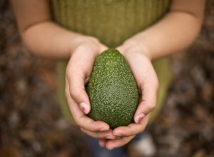 Girl holding avocado