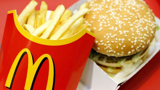 A McDonald?s Big Mac and chips are pictu