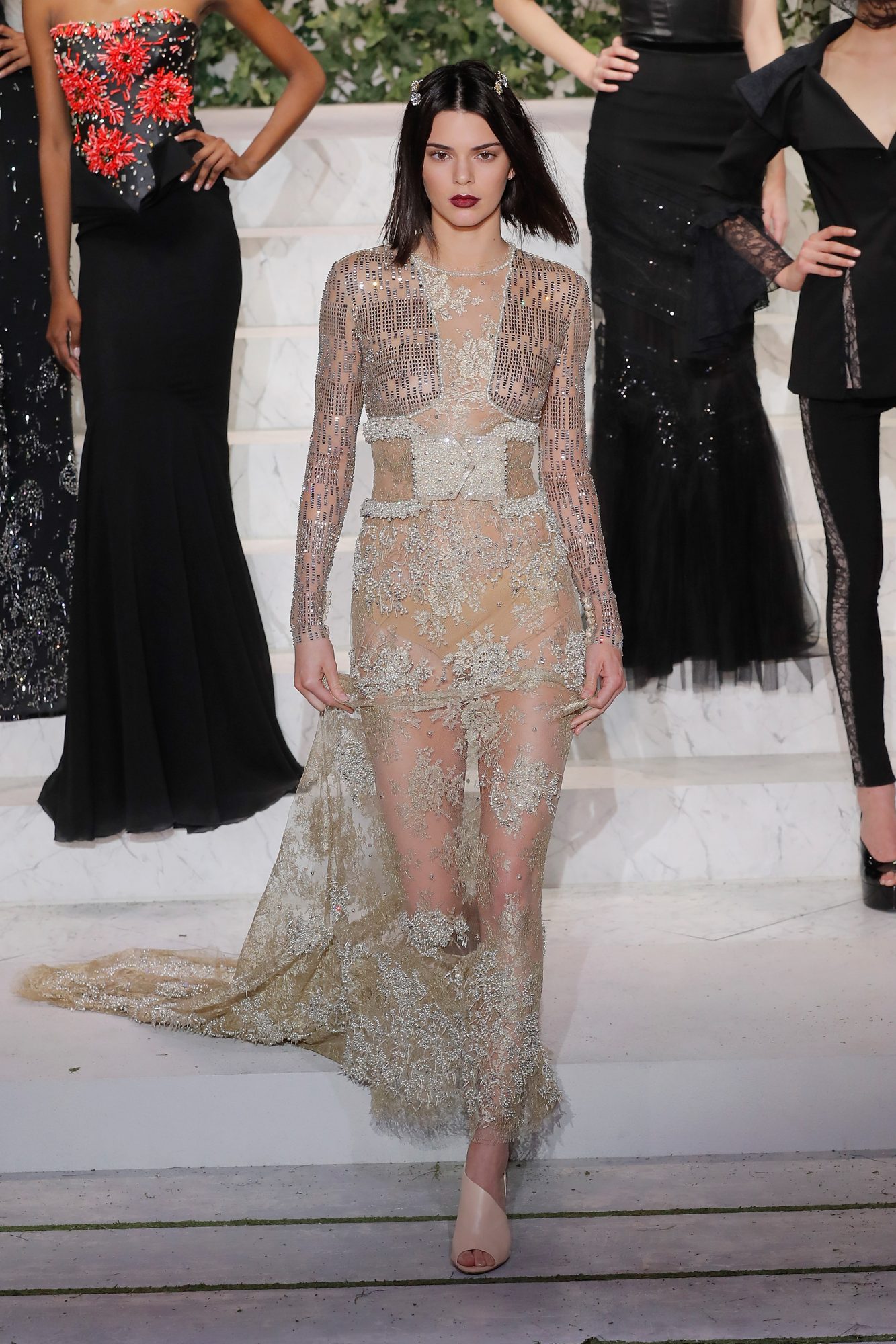 Kendall Jenner Nearly Bares It All in Stylish Sheer Dress: Photos