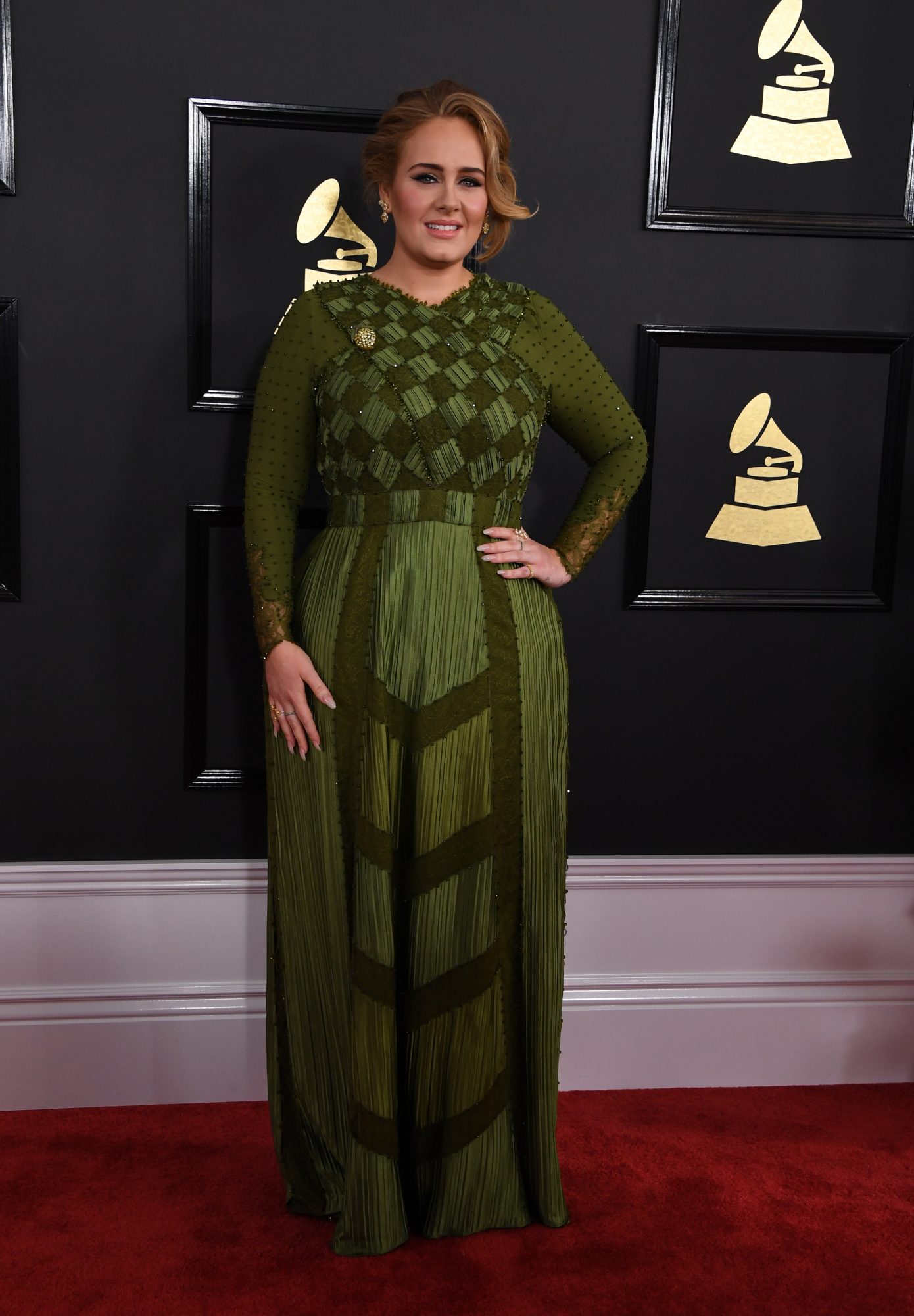 OMG Adele's Grammys dress is the lushest green we've seen in forever -  HelloGigglesHelloGiggles