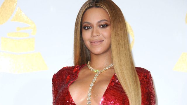 beyonce GRAMMY Awards red glittery gown