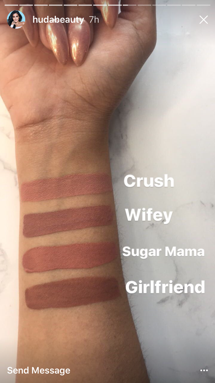 Huda beauty liquid matte lipstick 2025 wifey swatches