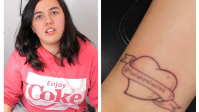 girl first tattoo is her friends twitter handle