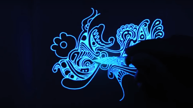 Artist Creates a Mesmerizing Glow in the Dark Drawing Using a Glass Pen and  UV Ink