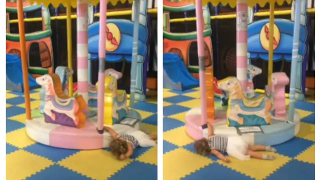 merry go round drags girl