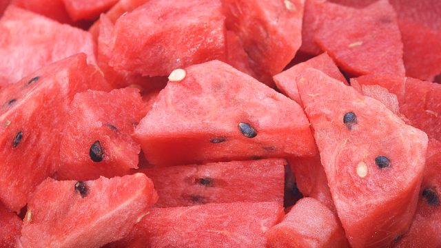 Fresh red juicy watermelon chunks