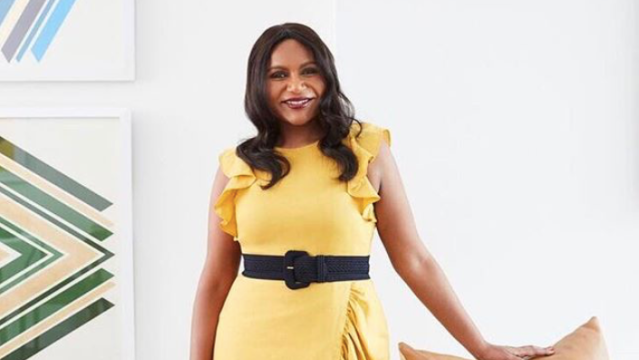 Mindy Kaling poses inside her newly remodeled NYC home