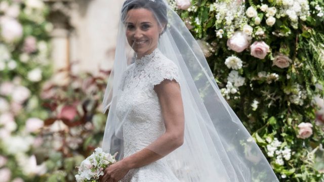 Pippa Middleton marries in lace wedding dress.
