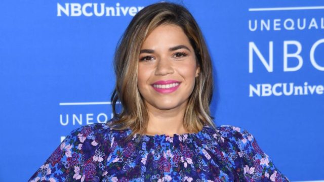 America Ferrera watermelon clutch on the cheap
