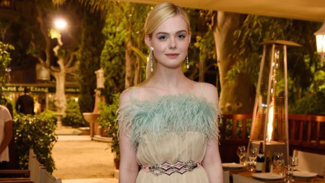 Elle Fanning wearing a floral gown at the Cannes Film Festival