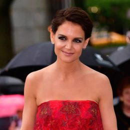 Katie Holmes wore a fire-red ballgown that would be a great prom dress